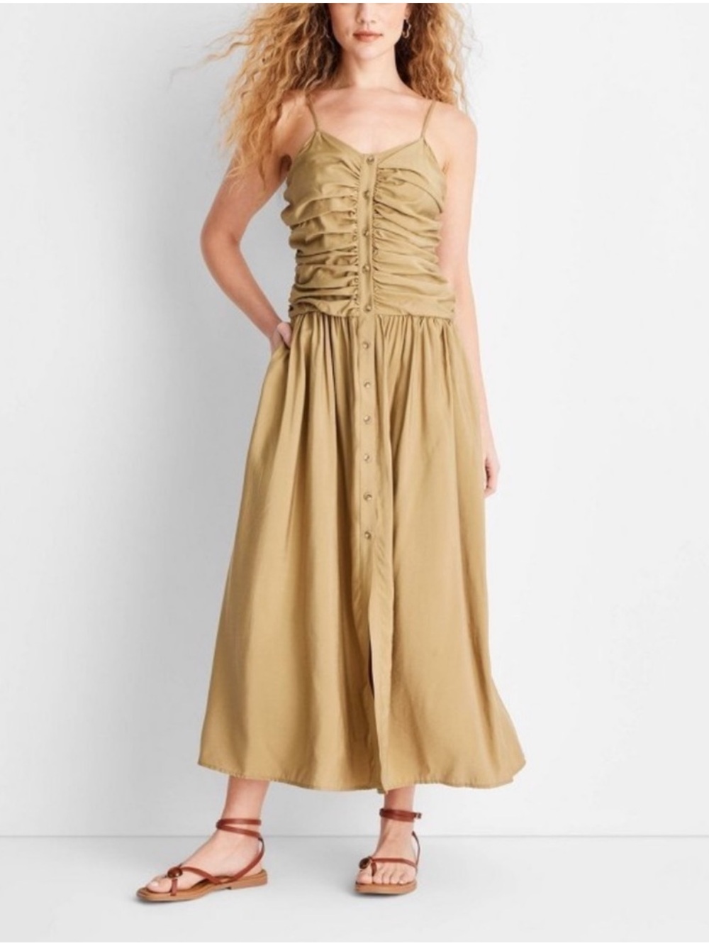 Future Collective - Women's Ruched Midi Tank Dress Size M